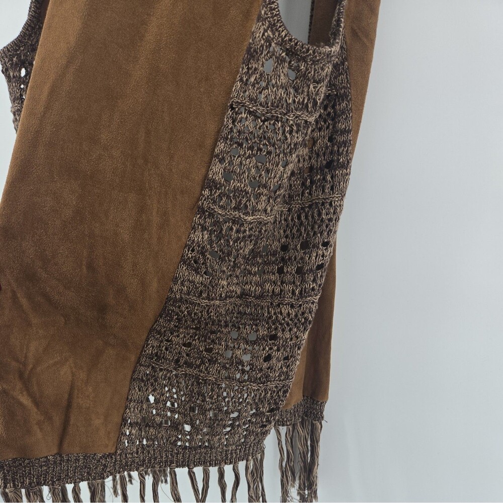 Maurice Women Vest S Brown Fringe Suede Crochet Boho Chic Festival Hippie Artist - Picture 4 of 10